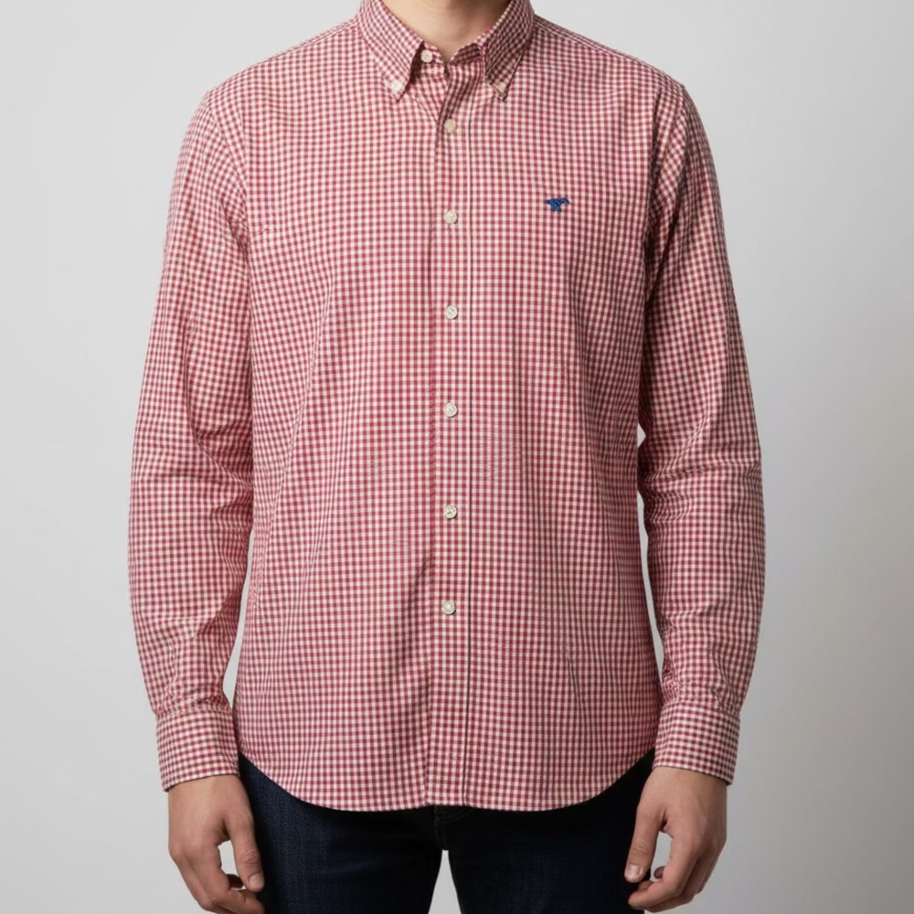 Peter Millar‎ Nanoluxe Red Gingham Button Down Shirt Men's Extra Large
